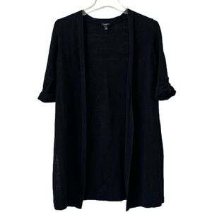 Talbots Women’s Petite 100% linen Black Cardigan size petite Short Sleeves